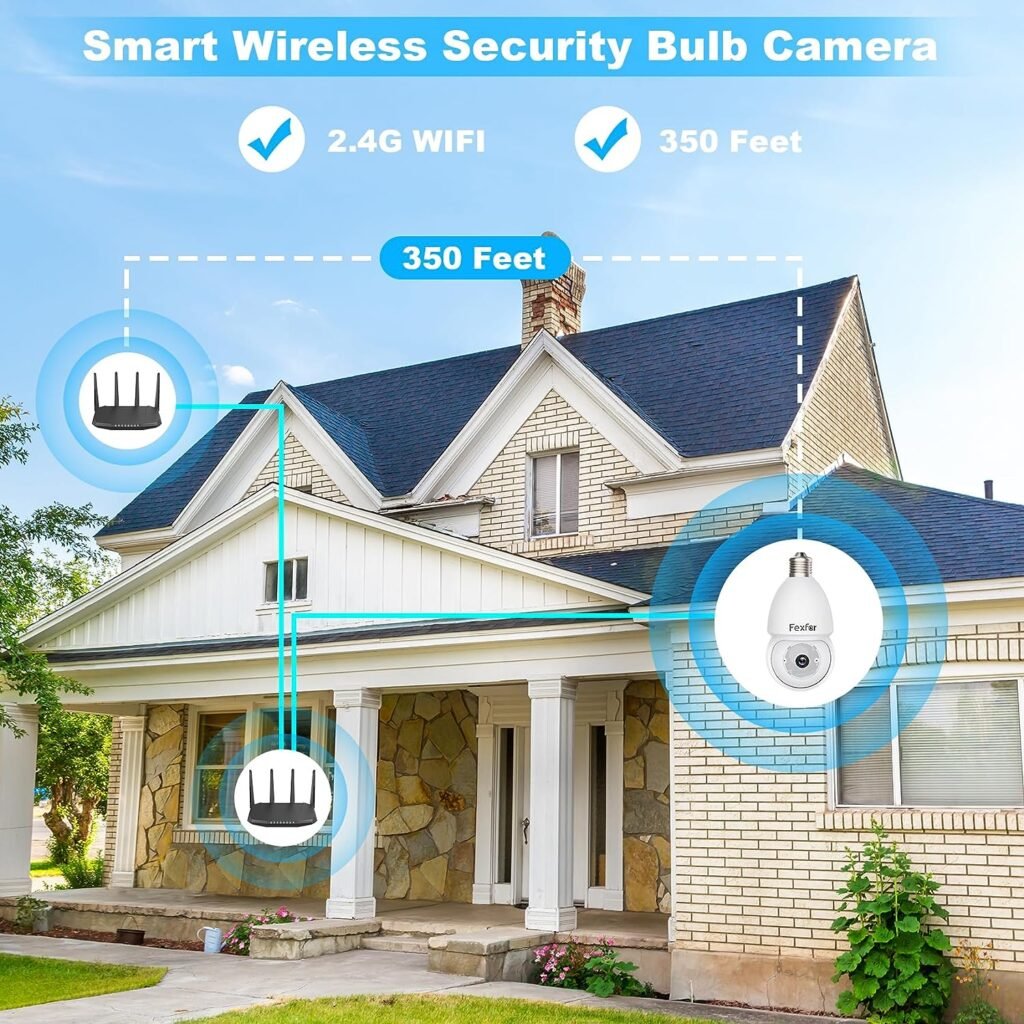 2K Light Bulb Security Cameras Wireless Outdoor, 360 Degree WiFi Indoor Outdoor Cameras for Home Security with Color Night Vision, Motion Detection, Privacy Mode, Lifetime Free 7-day Cloud Storage