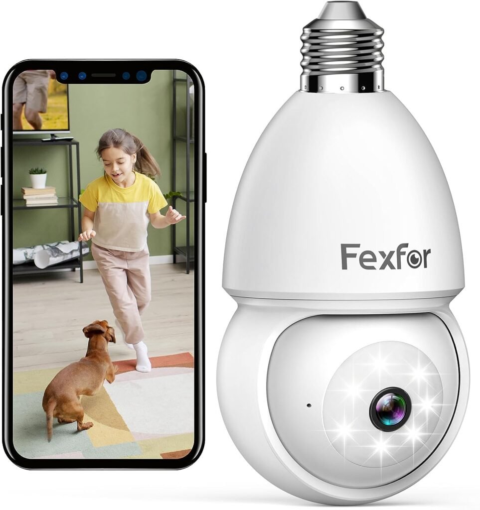 2K Light Bulb Security Cameras Wireless Outdoor, 360 Degree WiFi Indoor Outdoor Cameras for Home Security with Color Night Vision, Motion Detection, Privacy Mode, Lifetime Free 7-day Cloud Storage