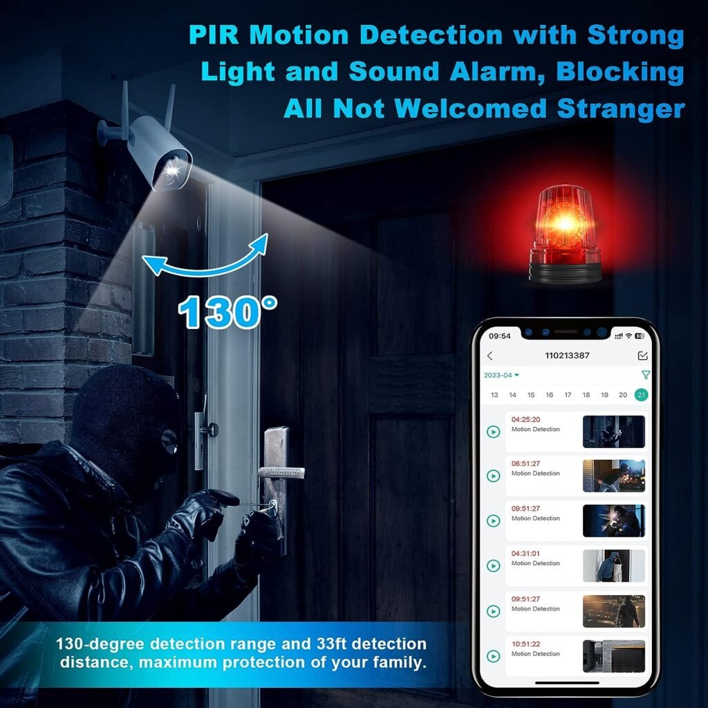 AlkiVision Security Cameras Wireless Outdoor - 2K HD Color Night Vision AI Motion Detection WiFi Wireless Cameras for Home Security, Spotlight Siren Alarm with 2-Way Audio, 7-Day Cloud/SD Storage
