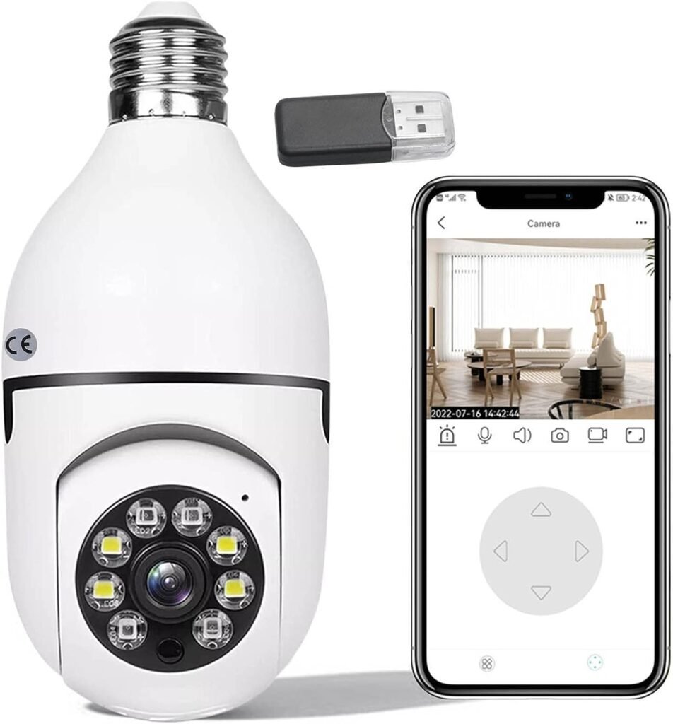 Amazon.com : Qiopertar Light Bulb Camera 2.4GHz WiFi Outdoor, 1080P E27 Light Bulb Camera Security Camera, Indoor 360° Home Security Cameras, Full Color Day and Night : Electronics