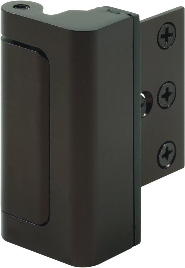 Defender Security U 11126 Door Reinforcement Lock – Add Extra, High Security to your Home and Prevent Unauthorized Entry – 3 In. Stop, Aluminum Construction, Bronze (Single Pack)