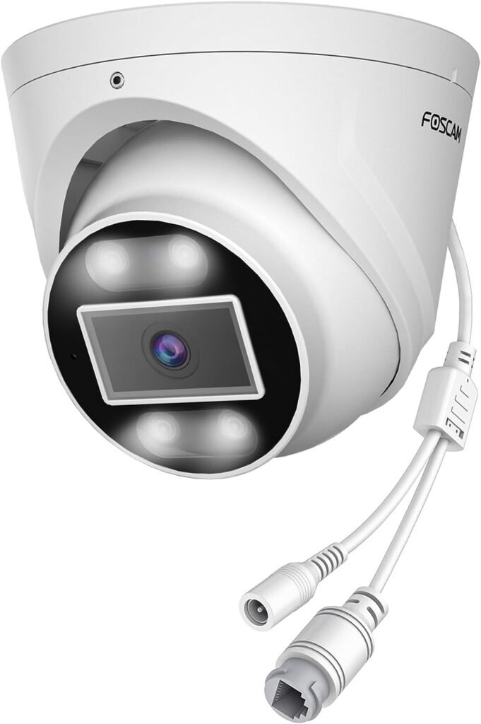 FOSCAM 3K Security POE IP Camera Outdoor/Indoor, T5EP Home Security Surveillance Cameras with 2-Way Talk, Color Night Vision, Spotlight, Work with Alexa, Google Assistant IP66