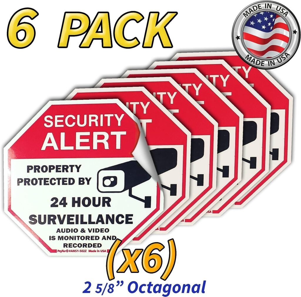 Psyfer® (Fade-Free) 6 Pack - 2⅝ Security Stickers [Made in USA]