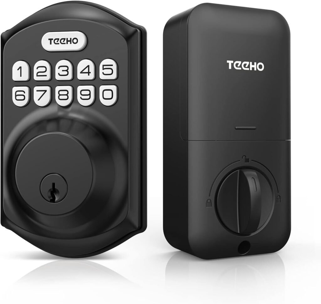 TEEHO TE001 Keyless Entry Door Lock with Keypad - Smart Deadbolt Lock for Front Door with 2 Keys - Auto Lock - Easy Installation - Matte Black