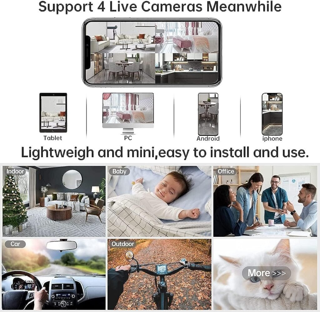 UENOKIPS Mini Hidden Camera WiFi Wireless Small Video Camera Full HD 1080P Night Vision Motion Detection Security Nanny Surveillance Cam Covert Cameras with App for Home Indoor Outdoor Black…………