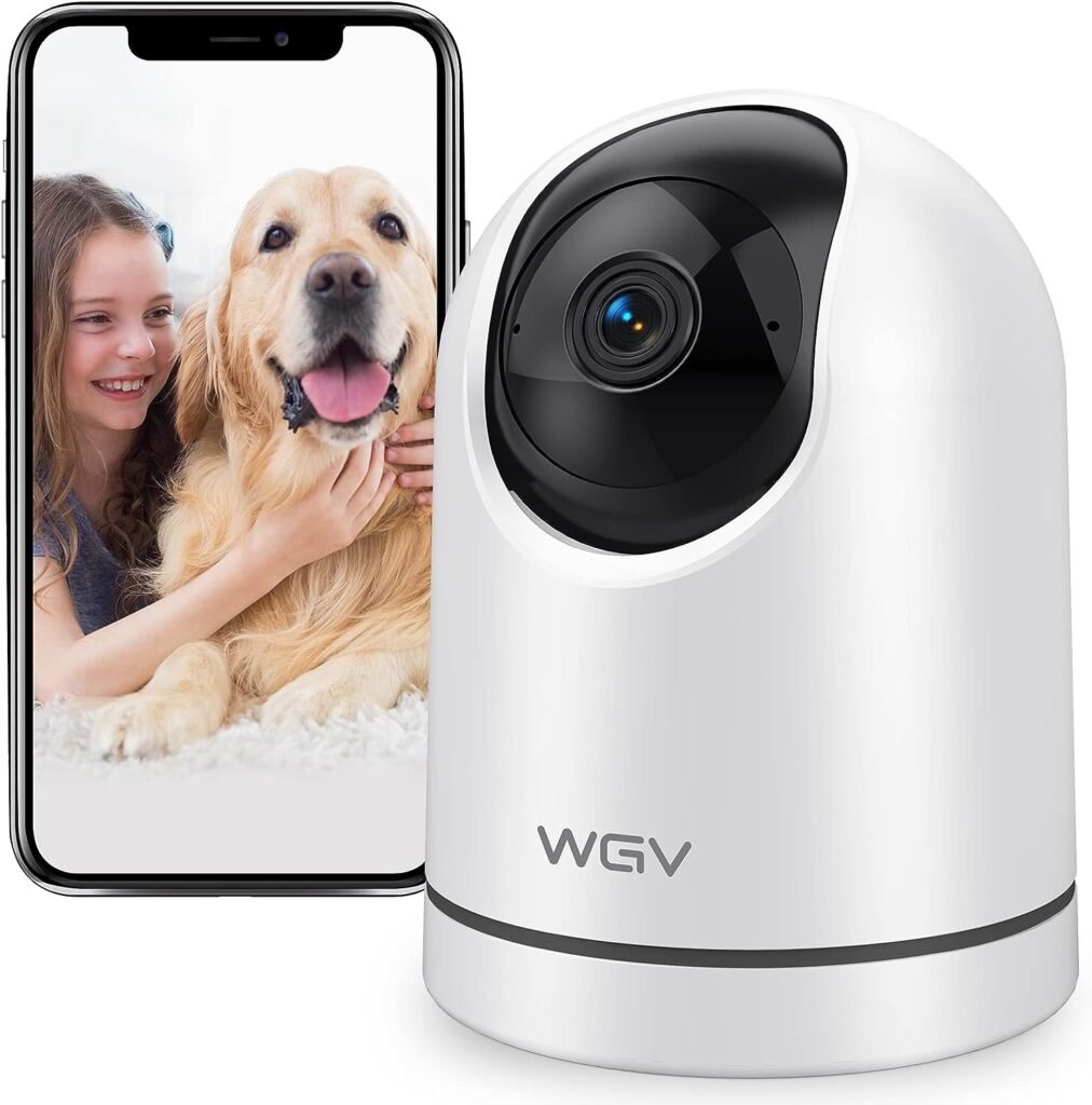 WGV Security Camera -2K Cameras for Home Security with Smart Motion Dection, Night Vision, Two-Way Audio,Cloud  SD Card Storage,Work with Alexa, Ideal Indoor Camera for Baby Monitor/Pet Camera