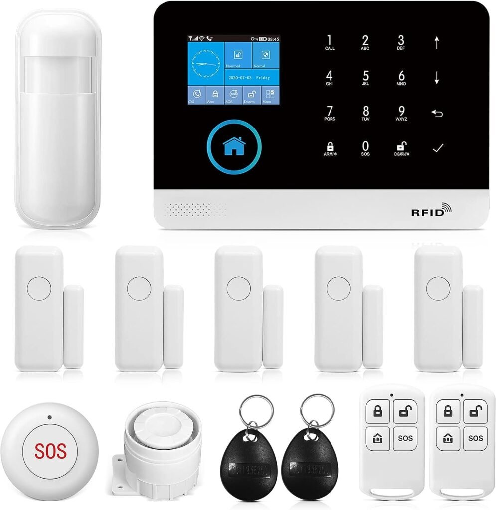 Wireless WiFi Smart Home Security DIY Alarm System with Motion Detector,Notifications with app,Door/Window Sensor, Siren,Compatible with Alexa,NO Monthly Fees (LW-103)